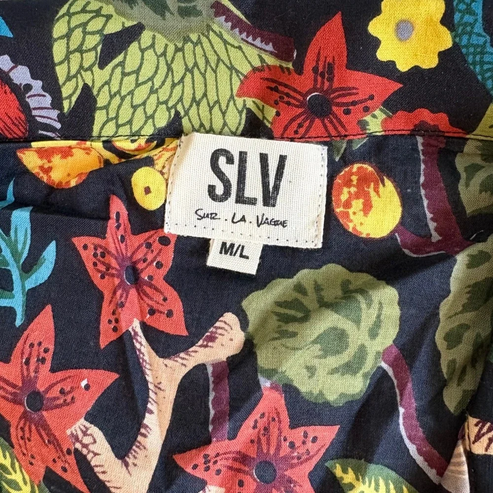 SLV Sur La Vague Frida Kahlo Tropical Jungle Cotton Pajama Set M/L Black Multi‎